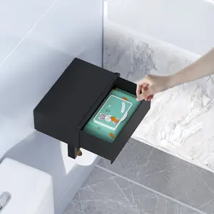 Wall-Mounted Paper Towel Holder, Easy Installation Toilet Paper Rack, Self-Adhesive Roll Dispenser, No Drilling Required, Modern Bathroom Decor Supplies