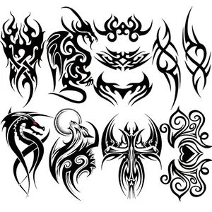 Large Tribal Totem Temporary Tattoo Stickers, Waterproof Removable Body Art Tattoos, Unisex Large Size, Pack of 8