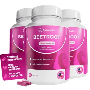3 Pack of Rosabella Organic Beetroot Capsules (1300mg) for Blood Flow & Heart Health