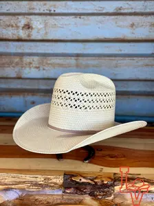 Valtierra Straw Hat Tall Crown Nest Tan White