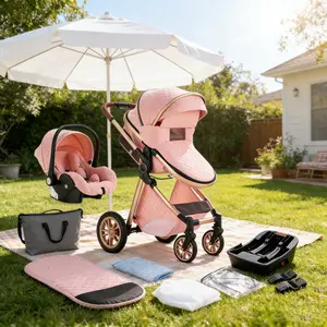 Lightweight Portable Travel Baby Stroller with One-Click Quick Folding, Sun Rain and Wind Protection Canopy, Comfortable and Breathable for Long-Time Outdoor Use, Easy to Operate for New Parents, Durable and Safe, Complete Full Baby Gift Set Included