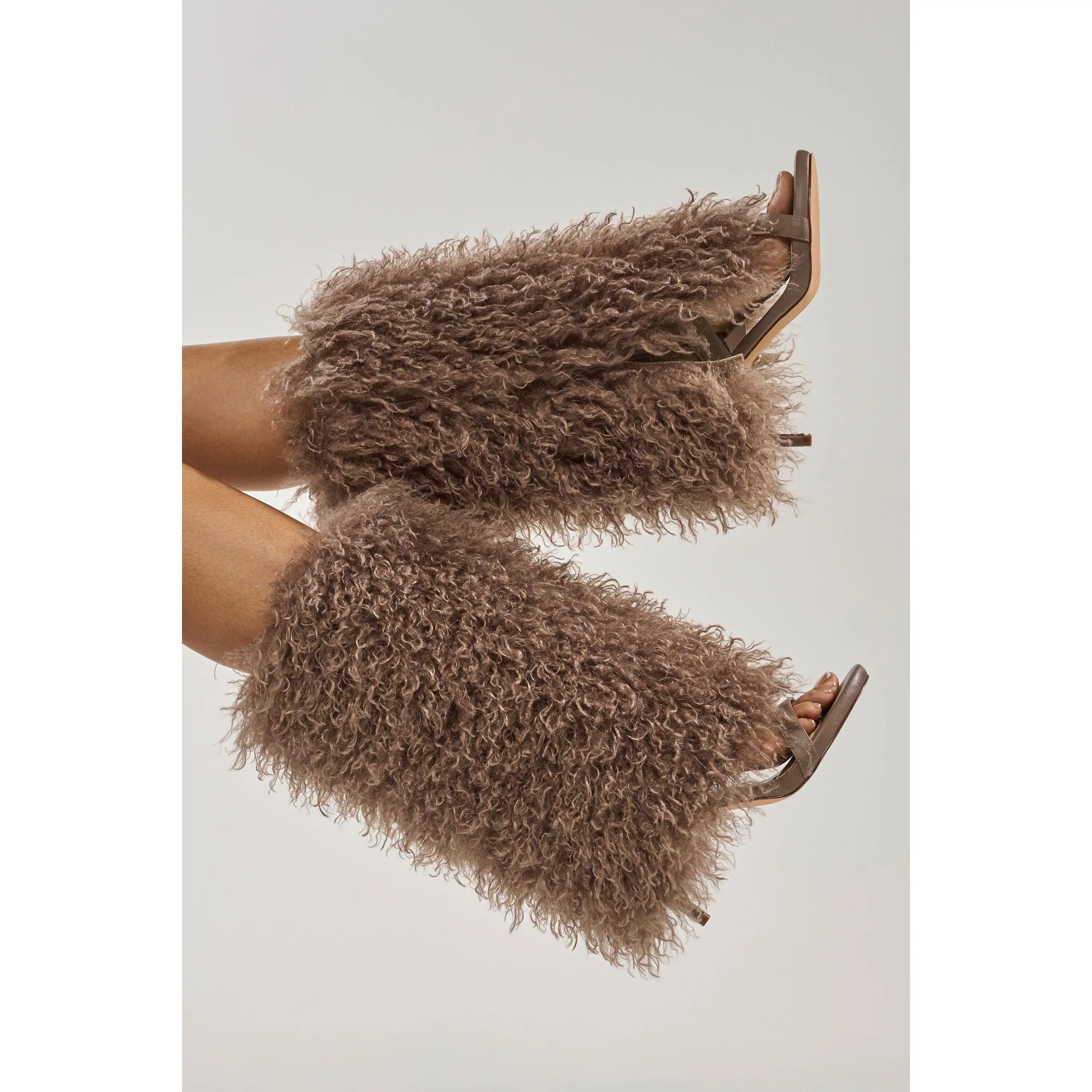 AZALEA WANG CLOUD NINE TAUPE FUR OPEN TOE BOOT AZALEA WANG CLOUD NINE TAUPE FUR OPEN TOE BOOT