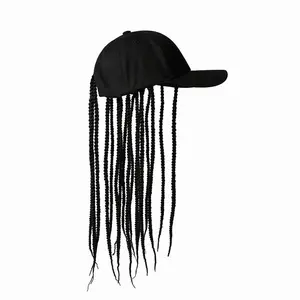 T wig cap for men and women, summer short straight hair with ponytail | Hip-hop punk baseball cap with braided dreadlock wig - adjustable buckle style
