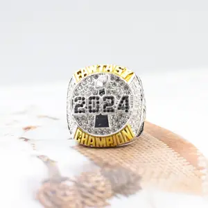 2024 Fantasy Football Championship Ring | Heavy FFL Champion Ring | Gold Silver Tone Plated Award Trophy for Fantasy Football League Winner