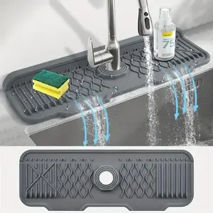 Silicone Sink Water Splash Guard, Non-Slip Faucet Splash Mat, Foldable Edge Splash Shield, Splash Proof Kitchen Accessories for Home Bathroom RV