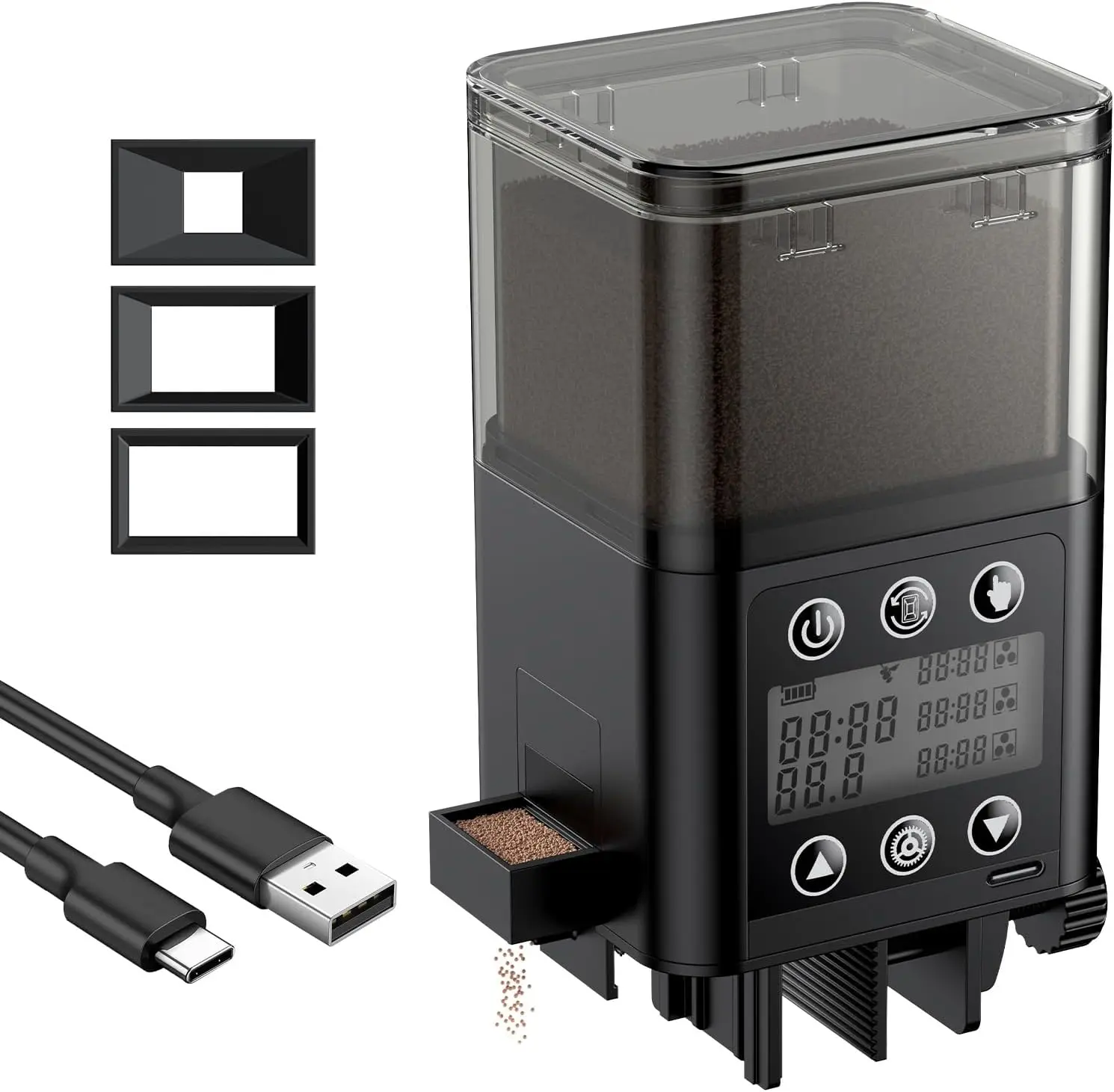 Automatic Aquarium Feeder - USB Powered Rechargeable Auto Food Dispenser with Timer, Adjustable Vacation Feeder for Pellets, Granules, Powder, Automatic Feeder