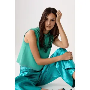 Glitter Knitted Top - Turquoise