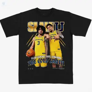 Michigan W0lverines T-Shirt, Elliot Cadeau & Yaxel Lendebog Graphic Tee (SLAMU 15), Casual Classic Sport Cotton Tee