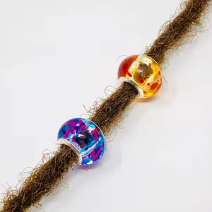 5 Piece Rondelle Spray Painted Glass European Dreadlock Beads
