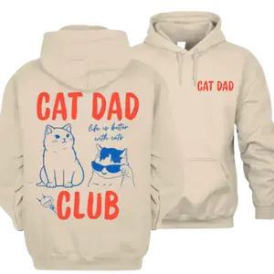 Cat Dad Hoodie, Cat Dad Club Hoodie, Back Design Tee Funny Cat Hoodie, Cat Lover, Pet Parent Top