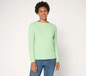 Susan Graver Bateau Neck Multi-Stitch Sweater