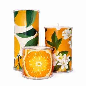 Fresh Orange Wrap Set for Your Wrap A Candle Bases | Citrus Botanical Design | Reusable Candle Wraps