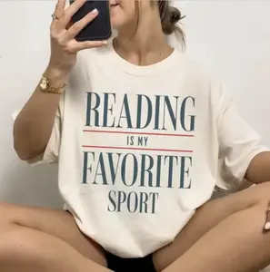Bookish Shirt, Reading Is My Favorite Sport, Book Reader T-shirt, Bookworm Tee, Librarian Shirts, Gift for Booklover, Women's Men's Graphic Round Neck T-shirt boyfriend  tees wicked  merchandise