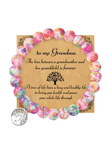 Boho Style Grandma Charm Bracelet, Fashionable Colorblock Stone Decor Bracelet for Women & Girls, Trendy All-match & Exquisite Jewelry for Birthday Gift