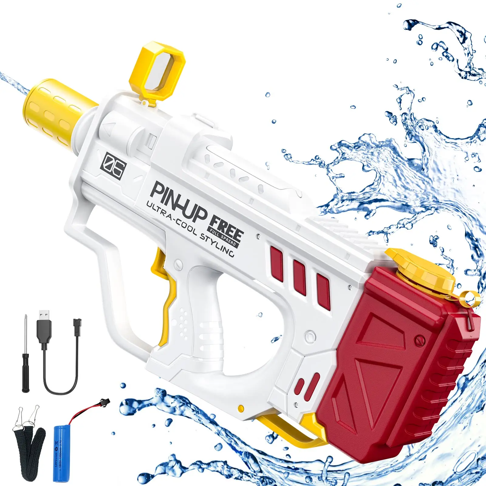 EFFUN Rapid-Fire Electric Water Gun, 300ml Capacity, 275-315in Range, LED Effects & Rechargeable - Dual Modes for Kids/Adults