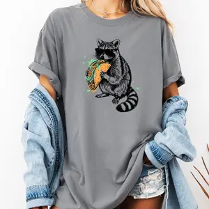 Taco Raccoon DTF Comfort Colors, Winter Graphic T-Shirt, Womenswear, Soft Fabric