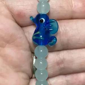 Seahorse Bracelet with Aquamarine and Blue Agate Beads