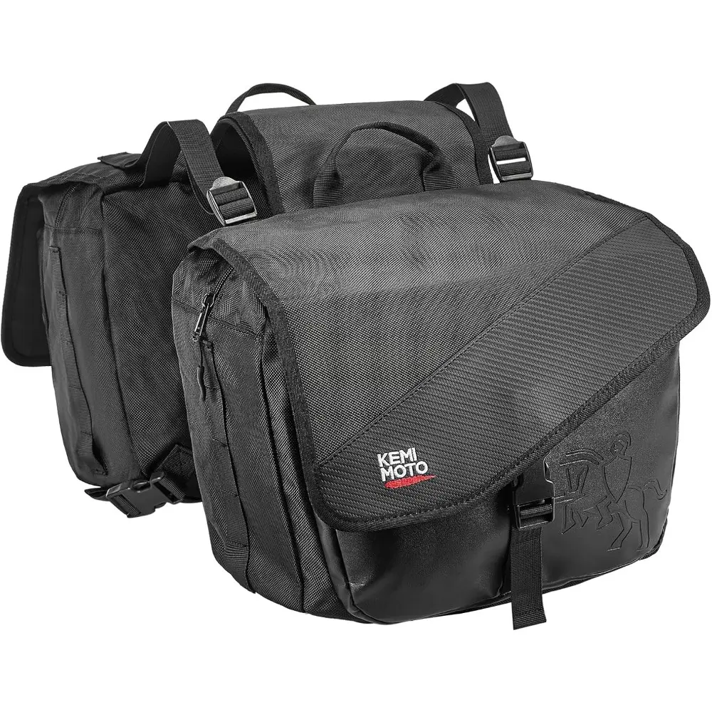 Saddlebags For Motorcycle, 40L Large Capacity Detachable Side Saddle Bags, Motorcycle Panniers Bags with Protective Cover, Universal Luggage Bag For Motorcycle, Black