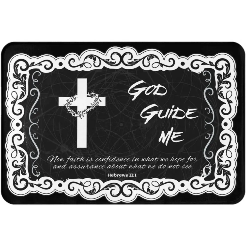 Christian Prayer Rug - Religious Anti-Shrink Diatom Mud Durable Indoor Area Rug, Hebrews 11:1 Bible Verse Print with Cross & Thorn Crown, Faith-Inspired Home Decor Spiritual Gift for Adults