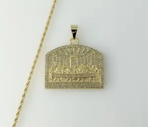 Plated Blinged The Last Supper 2mm Rope/Braided Chain Necklace