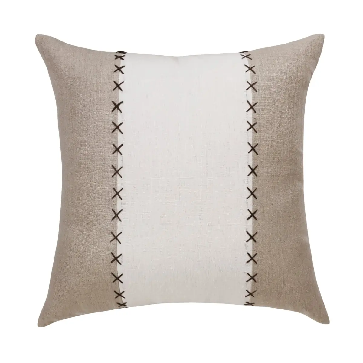 360 stand 4x20x20 in. Gray Patchwork Linen Decorative Cushions - Set of 2, Zipper Closure, Linen Fabric, Indoor Use, Transitional Design
