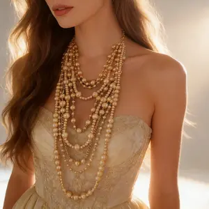 Boho Multi-Layer Faux Pearl Necklace for Women, Vintage Statement Fashion Jewelry, Versatile Gift for Daily Wear and Parties