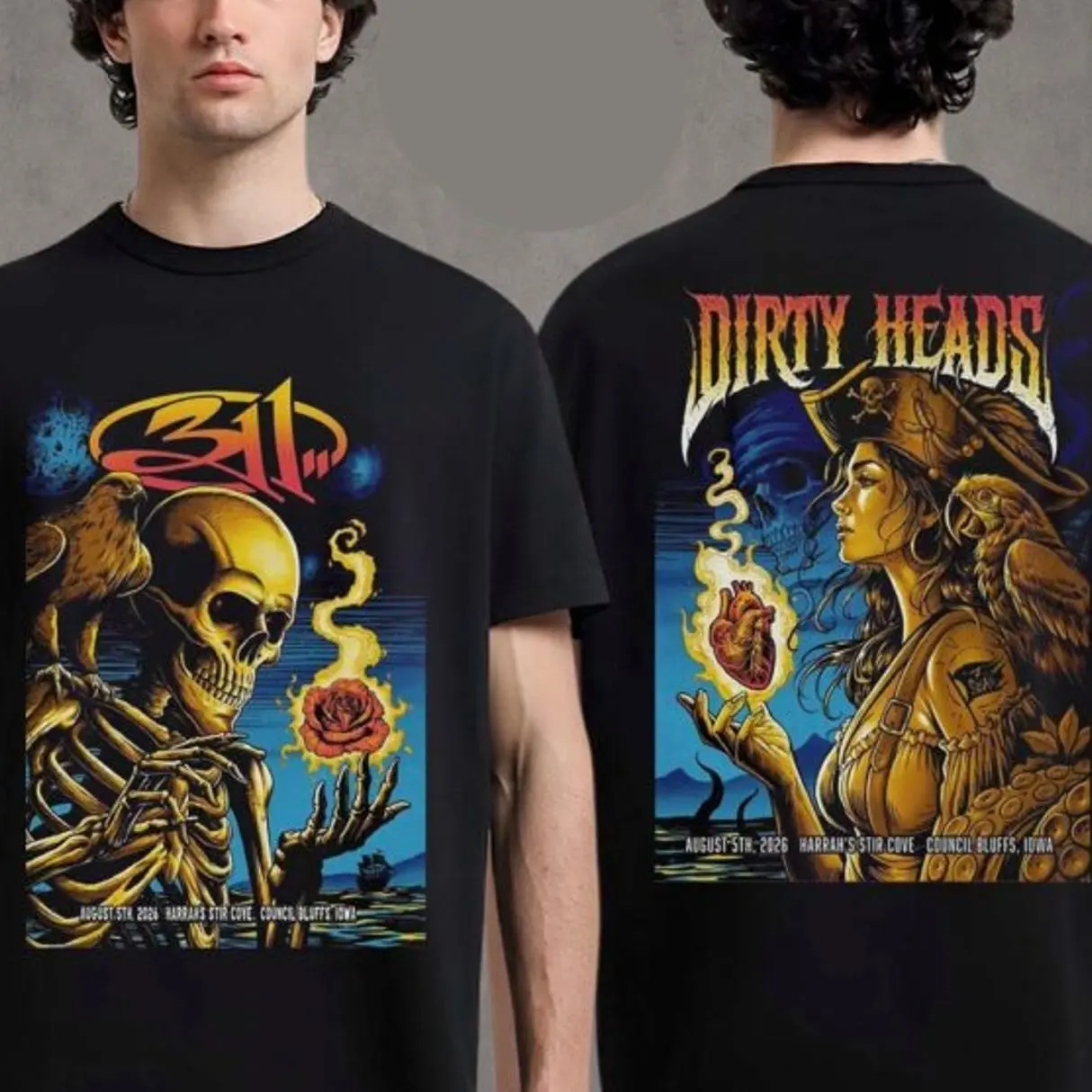 311 X Dirty Heads Council Bluffs Iowa 2026 Exclusive Combined Poster Set At Harrah’s Stir Cove On August 5 2026 Two Sided T-Shirt A4U