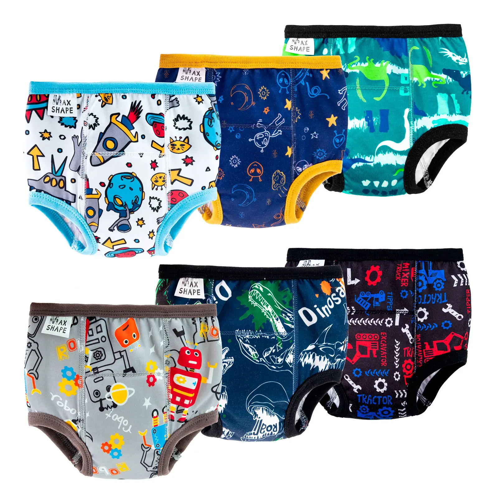 Max Shape 6 Pack Potty Training Underwear for Boys,Washable Baby Boy Toilet Training Pants Training Underwear Fit 2T-6T dealsforyoudays
