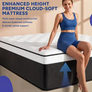 Indoor Hybrid Mattress - 12/14 in Sizes (Twin, Full, Queen, King) - Individually Wrapped Pocket Springs,   memory  Mattress in a Box