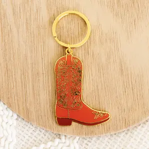 Metal Keychain | Cowboy Boot | Enamel | Gold Hardware