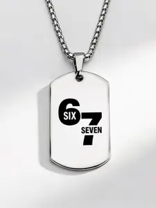 Minimalist Sports Style Football Number 67 Stainless Steel Military Brand Necklace for Men Women Accessories Gifts Friends