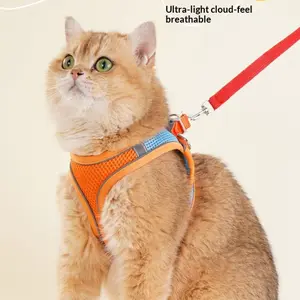 Cat Leash and Walking Lead, Safety Leash, Adjustable Soft Harness Vest Anti-Escape for Cats, Easy Control Jacket with Reflective Strips and Breathable Design