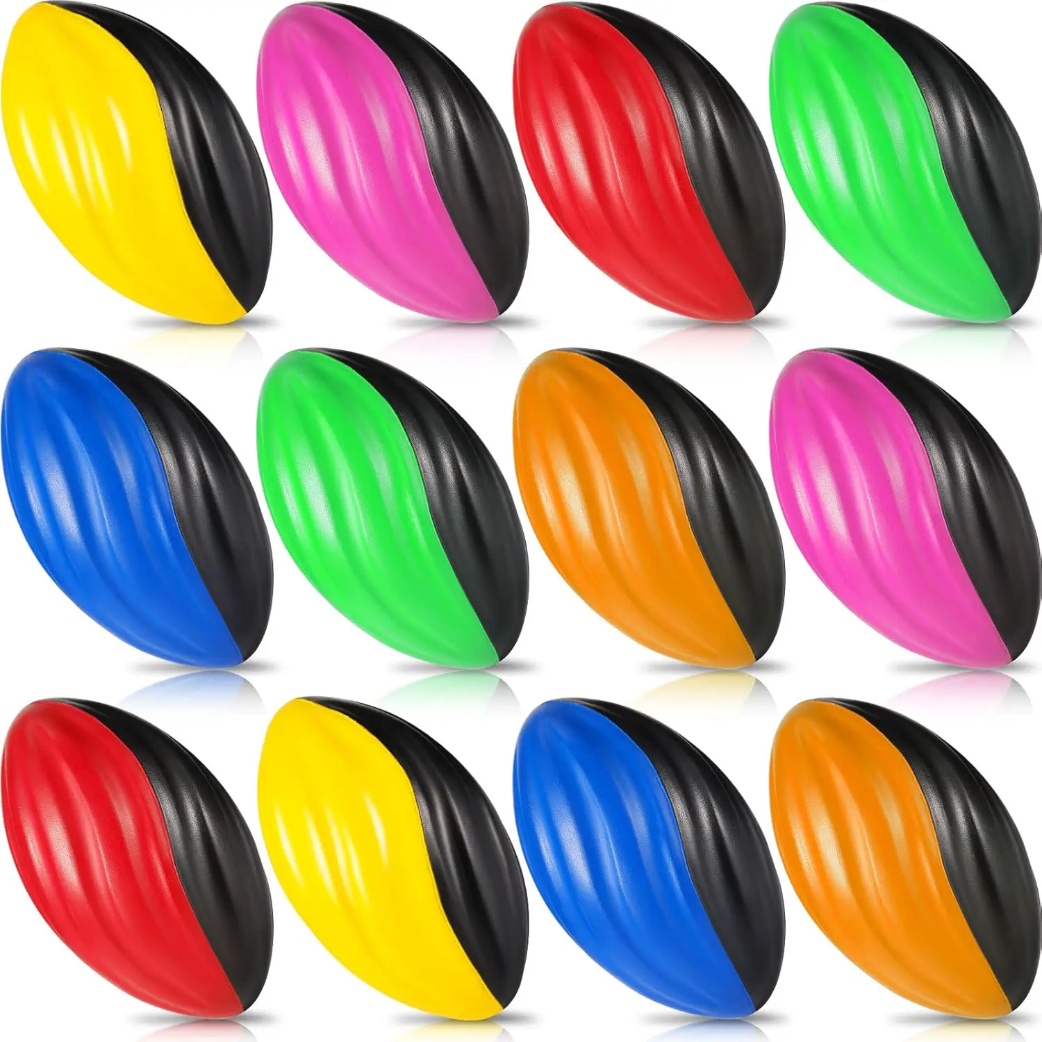 Jerify 12 Pcs Mini Footballs for Kids Spiral Foam Football Bulk 5 Inch Soft Small Waterproof Foam Ball Sports Birthday Toddler Football for Indoor and Outdoor Game(Assorted Color)