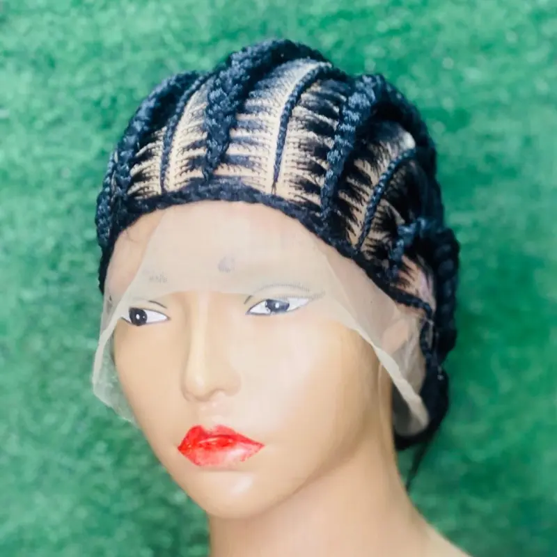 Handmade Full Lace Stitches Cornrows, Rice and Beans All Back Braided Cornrows Wig for Stylish and gives You the Natural Look Synthetic Long Ponytail