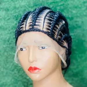 Handmade Full Lace Stitches Cornrows, Rice and Beans All Back Braided Cornrows Wig for Stylish and gives You the Natural Look Synthetic Long Ponytail