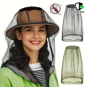 2 pieces of super-sized mosquito nets with mask attachments – ideal for fishing, hunting, to protect against mosquitoes, flies, and small flying creatures – secure fit for most hats, Safety – easy to clean and maintain – perfect for camping