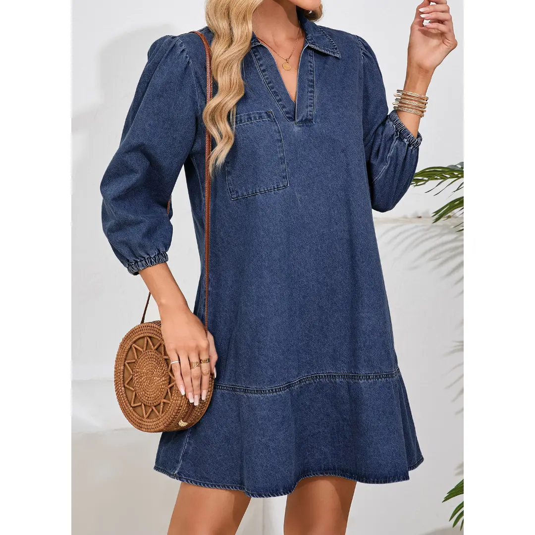 Dokotoo Denim Dress for Women Fashion Fall Casual Babydoll 2026 V Neck 3/4 Puff Sleeve Jean Dresses - TikTok Shop Dokotoo Denim Dress for Women Fashion Fall Casual Babydoll 2026 V Neck 3/4 Puff Sleeve Jean Dresses - TikTok Shop
