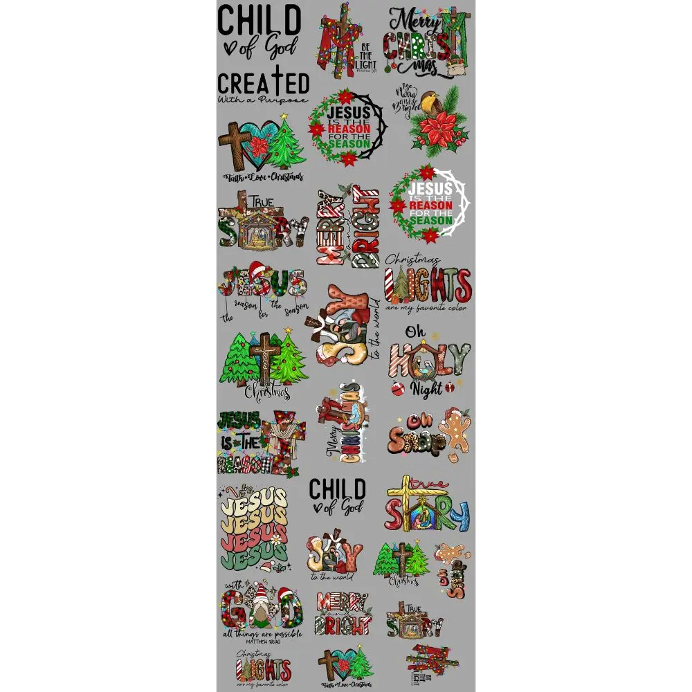 Small True Story Christmas DTF Transfers Gang Sheet 22” wide x 60” long DTF Gang Sheet Direct To Film