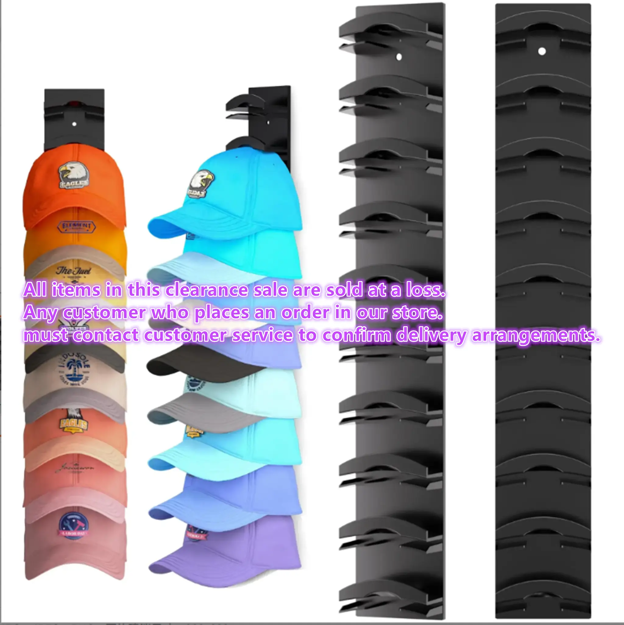 【SummerVibes】2 Hat Organizer Wall Mounted Baseball Cap Rack Black or White Adhesive Mount Holds 18 Hats for Closet Door Bedroom Easy Access Display Installation