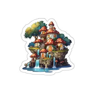 Fairy Tale Sticker, Magical Mushroom Sticker, Enchanted Forest Sticker, Forest Fantasy Decal, Woodland Theme Label