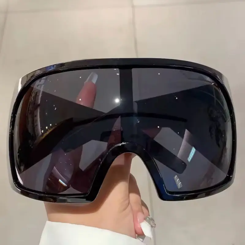 Futuristic Wrap Sunglasses Full UV Protection Bold Dark Style for Trendsetters Trendy Eyewear