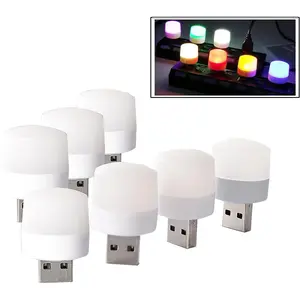 USB Plug Lamp, Mini LED Eye Protection Night Light 7 Pack Red/Yellow/Blue/Green//Warm/White Color Holiday Decorative Lights