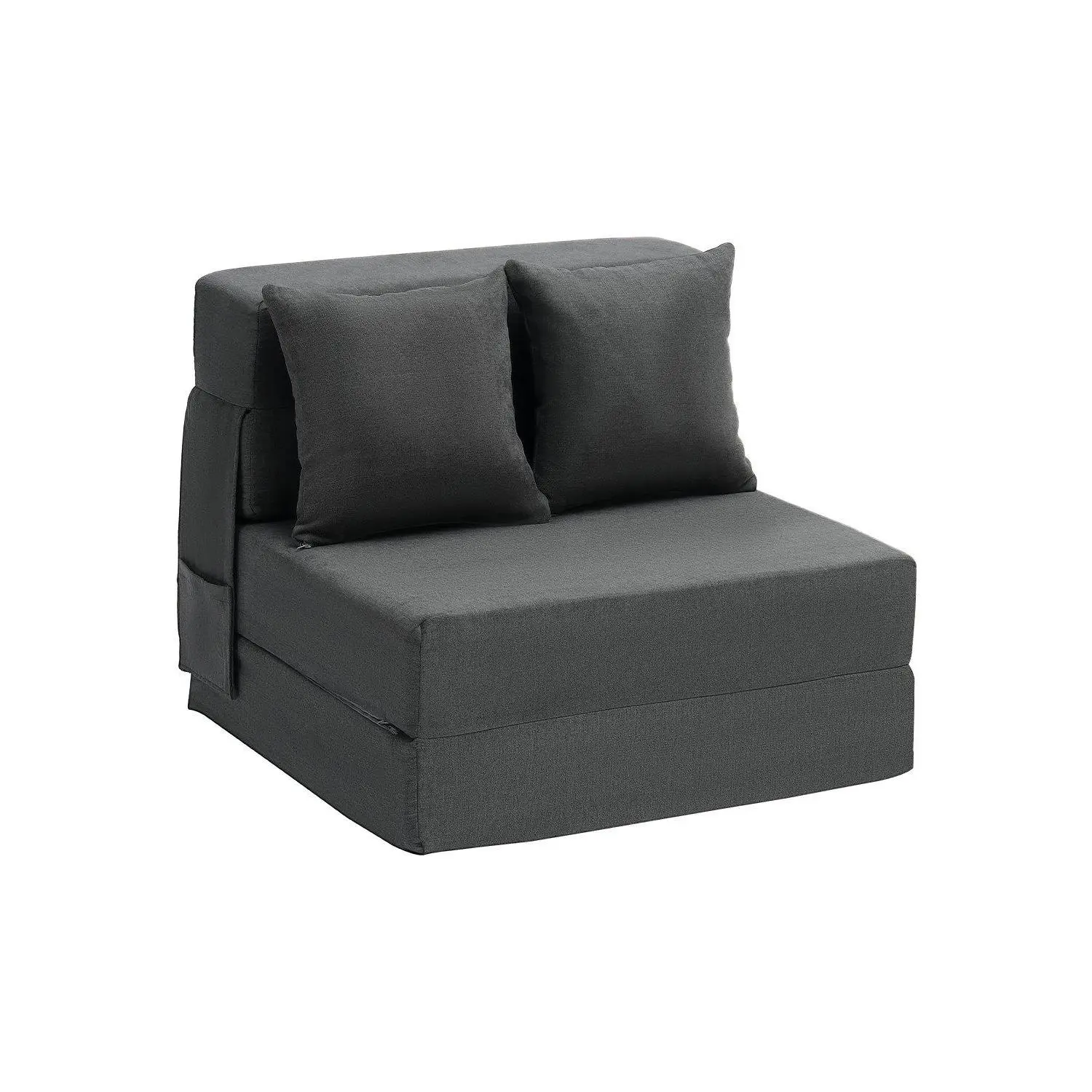 Folding Sofa Bed 3-in-1 Foldable Couch Bed with 2 Pillows Dark Grey Single#SohoChic