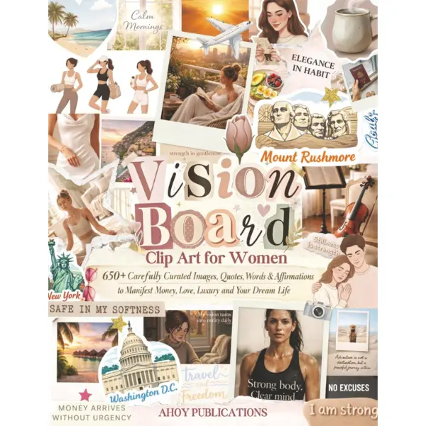 Vision Board Clip Art for Women: 650+ Carefully Curated Images, Quotes, Words & Affirmations to Manifest Money, Love, Luxury, and Your Dream Life Paperback – March 20, 2026