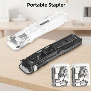 2 Pcs Portable Binder Clip Stapler Set – Includes 100/50 Small Binder Clips, Non-Destructive Paper Clamp Dispenser for Office, Home, School-YYB