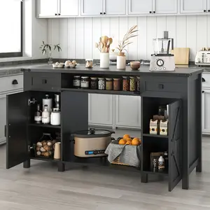 55-75 Gallon Farmhouse Fish Tank Stand, Aquarium Stand With Charging Station, Reptile Tank Stand Terrarium Stand with Drawer and Cabinet Storage, Sturdy Heavy Duty 53.5"×19.7" Tabletop