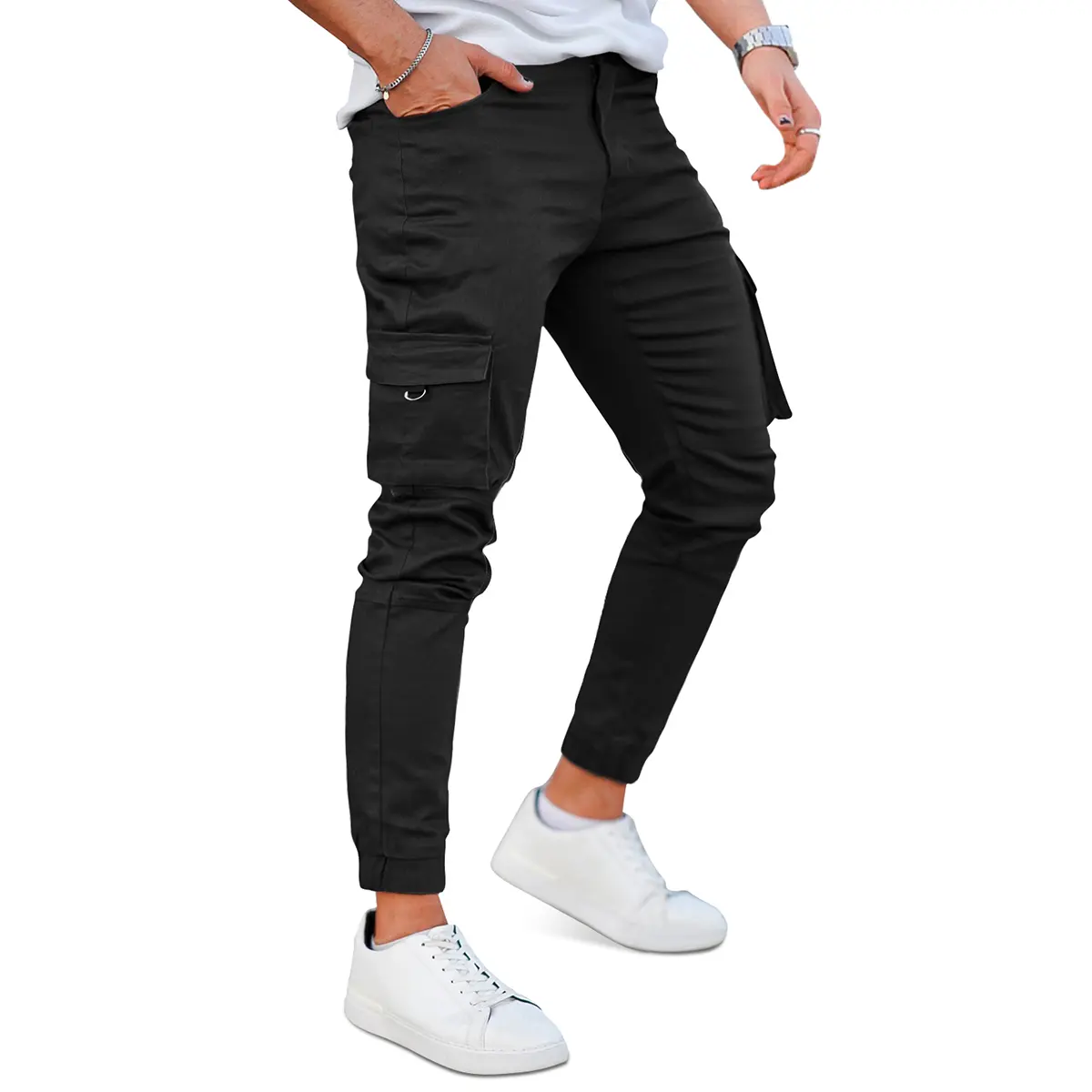 GINGTTO Men's Slim Fit Cargo Jogger Pants Casual Stretch Sweatpants Multi Functional Side Pockets Elastic Trousers Streetwear