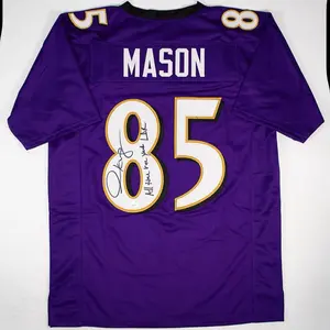 Derrick Mason Autographed Purple Jersey Ravens All-Time Receiving Leader High-Quality Fabric Unique Design for Collection with Distinctive Pattern and Personal Touch