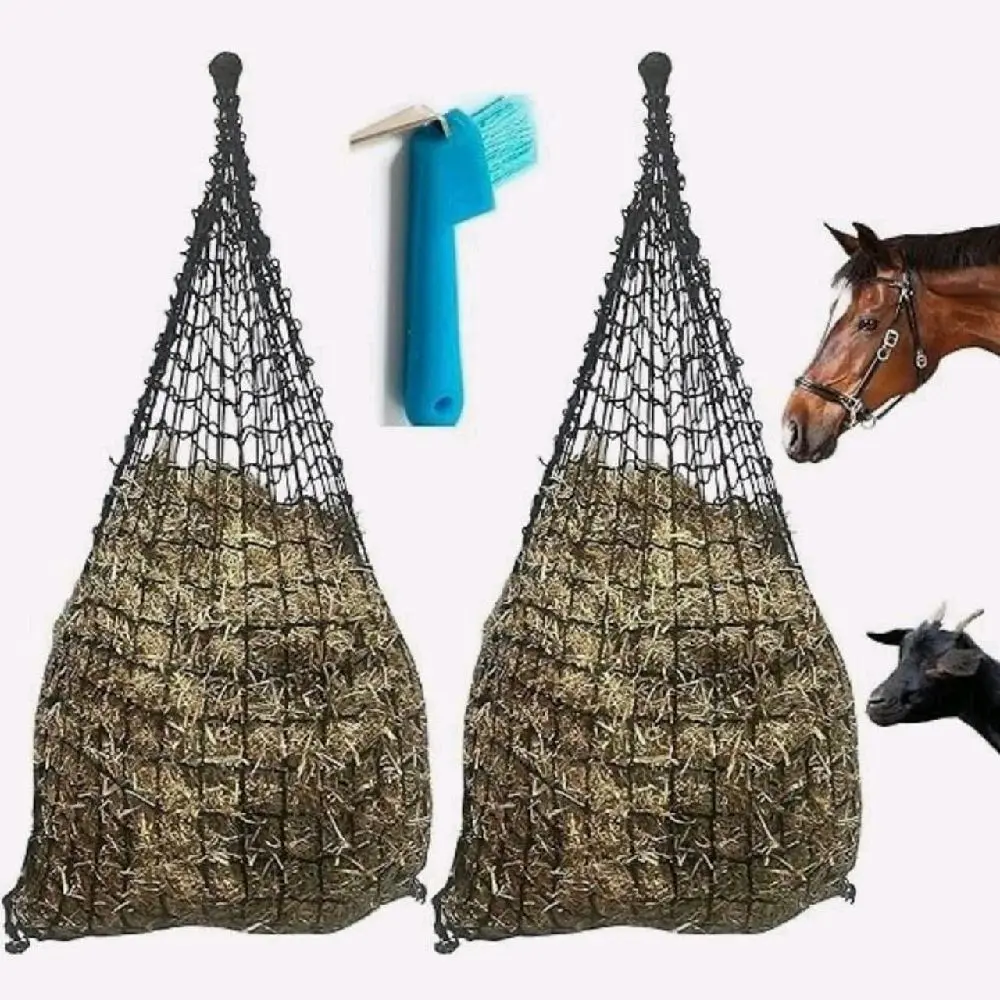 Slow Feeder Hay Nets for Horses - 2-Pack Ultra-Steady Large-Knot Horse Feed Nets