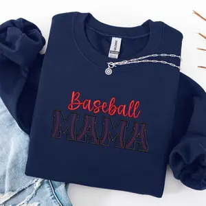 Embroidered Baseball Mama Sweatshirt, Baseball Mom Crewneck, Game Day Mom Shirt, Sports Mom Pullover, Baseball Season Gift, Mothers Day Gift